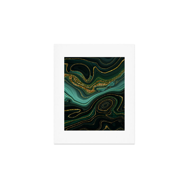 Abstract Gold Glitter Malachite Marble Landscapes Art Print Gallery Image 1