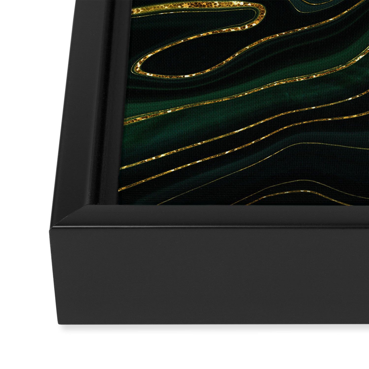 Abstract Gold Glitter Malachite Marble Landscapes Framed Canvas Print Gallery Image 3