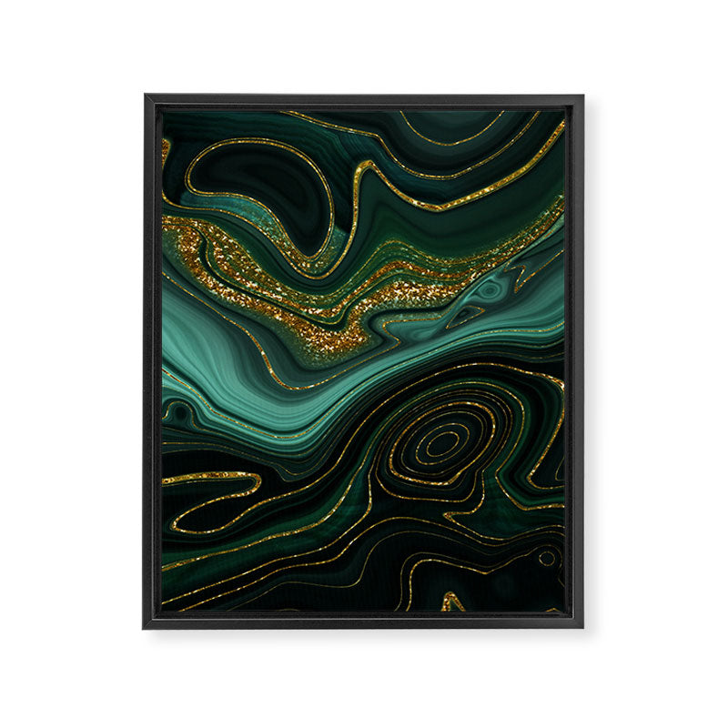 Abstract Gold Glitter Malachite Marble Landscapes Framed Canvas Print Gallery Image 8