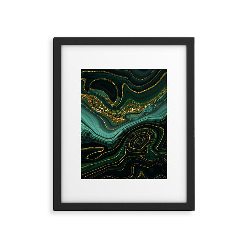 Abstract Gold Glitter Malachite Marble Landscapes Framed Art Print Gallery Image 6