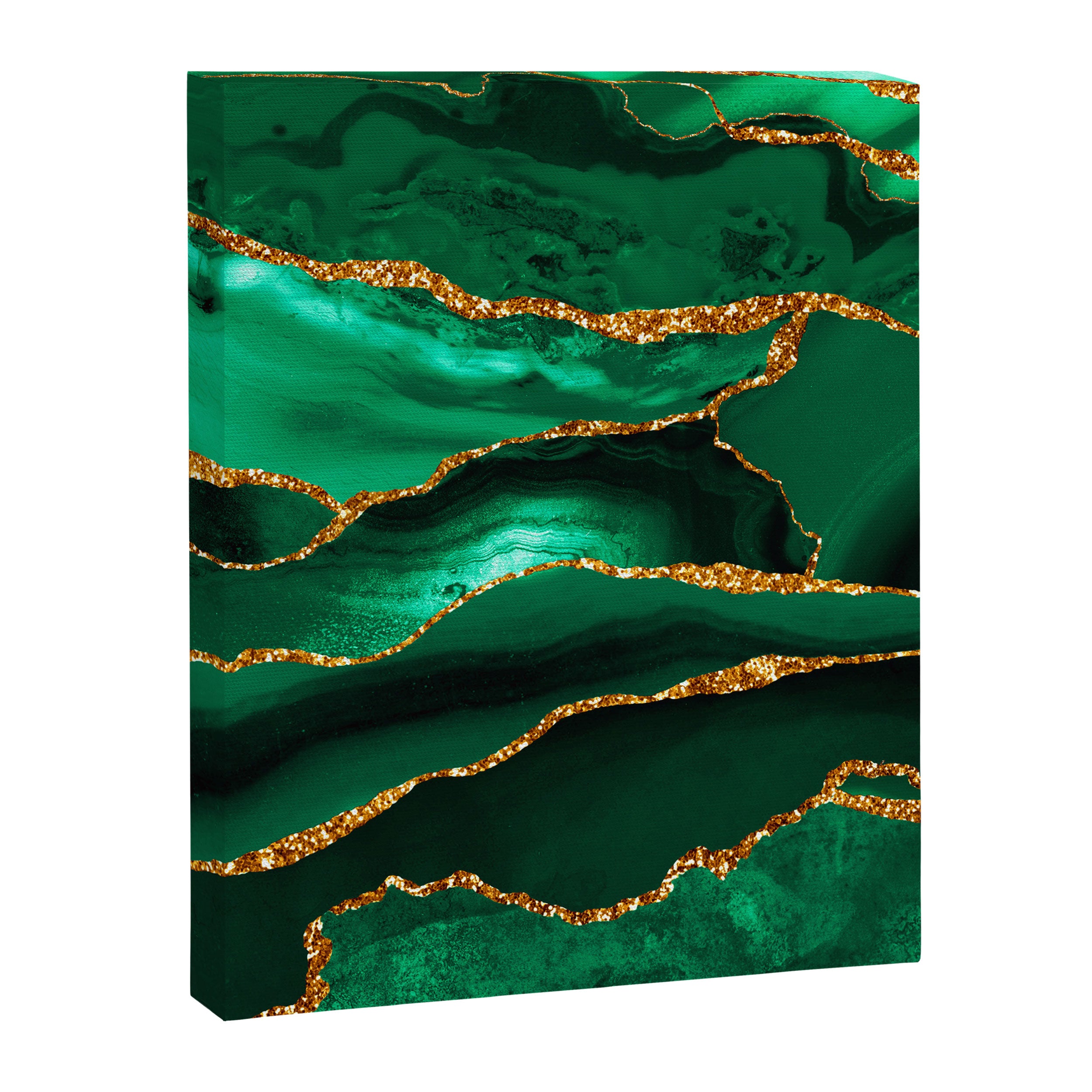 Abstract Green And Gold Emerald Marble Landscape  Canvas Print Gallery Image 8