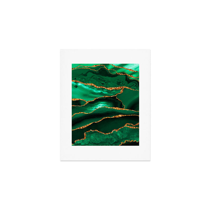 Abstract Green And Gold Emerald Marble Landscape  Art Print Gallery Image 1