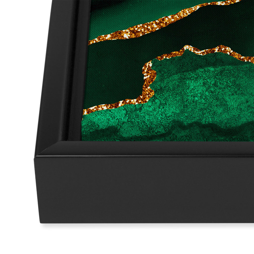 Abstract Green And Gold Emerald Marble Landscape  Framed Canvas Print Gallery Image 3