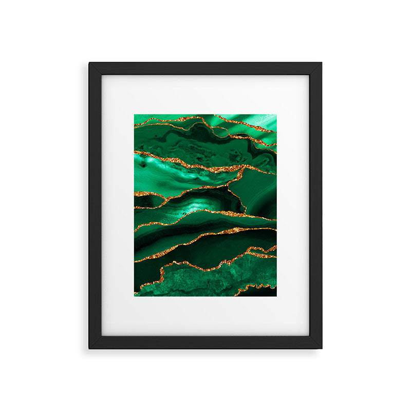 Abstract Green And Gold Emerald Marble Landscape  Framed Art Print Gallery Image 4