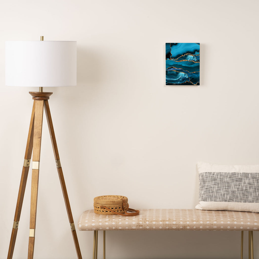 Abstract  Iceblue  And Gold Emerald Marble Landscape  Canvas Print Gallery Image 2