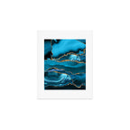 Abstract  Iceblue  And Gold Emerald Marble Landscape  Art Print Gallery Image 1