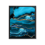 Abstract  Iceblue  And Gold Emerald Marble Landscape  Framed Canvas Print Gallery Image 8