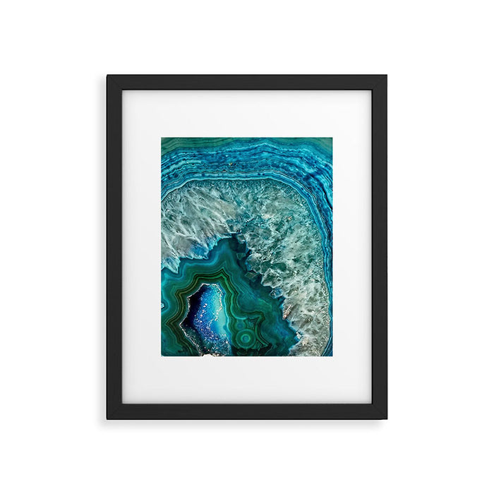 Aqua turquoise agate mineral gem stone Framed Art Print Gallery Image 1
