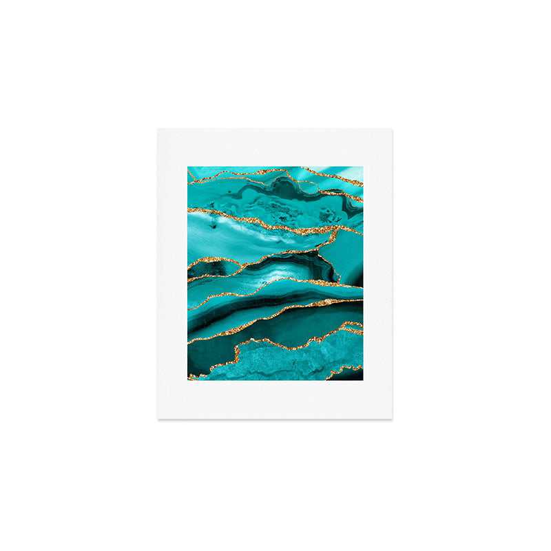 Aqua Turquoise Day Blue Galaxy Marble Art Print Gallery Image 1