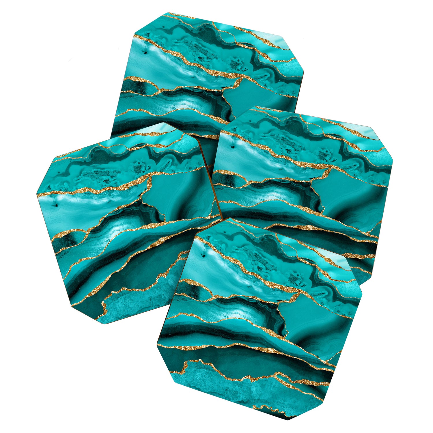 Aqua Turquoise Day Blue Galaxy Marble Coaster Gallery Image 1
