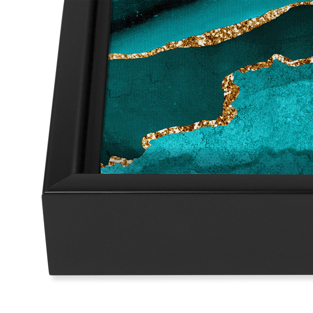 Aqua Turquoise Day Blue Galaxy Marble Framed Canvas Print Gallery Image 3