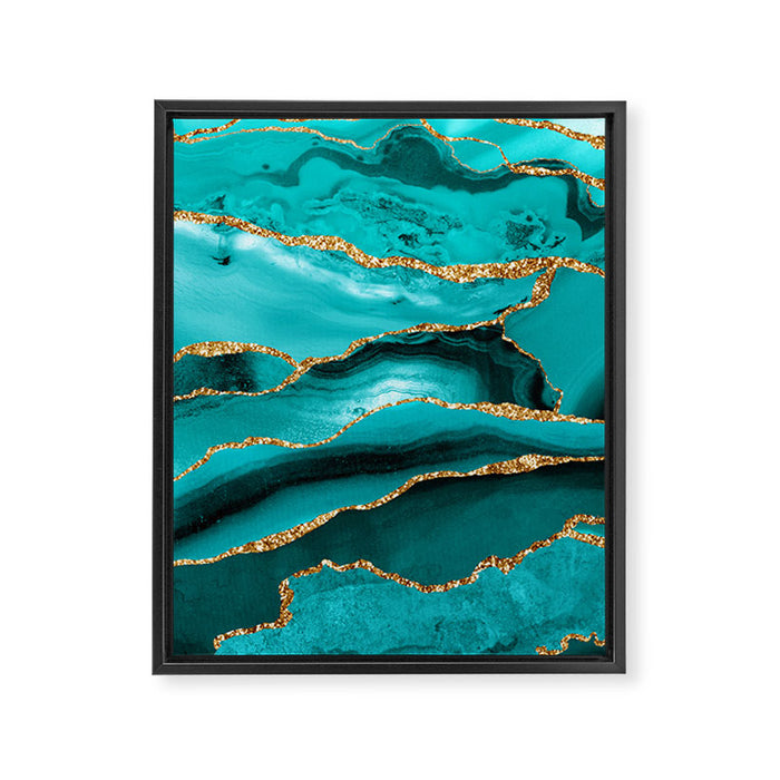 Aqua Turquoise Day Blue Galaxy Marble Framed Canvas Print Gallery Image 1