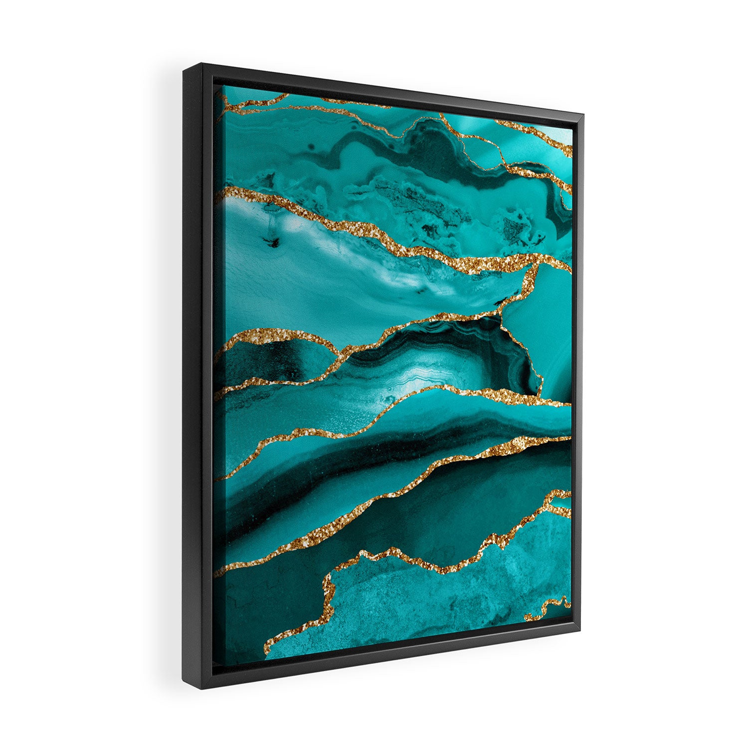 Aqua Turquoise Day Blue Galaxy Marble Framed Canvas Print Gallery Image 2
