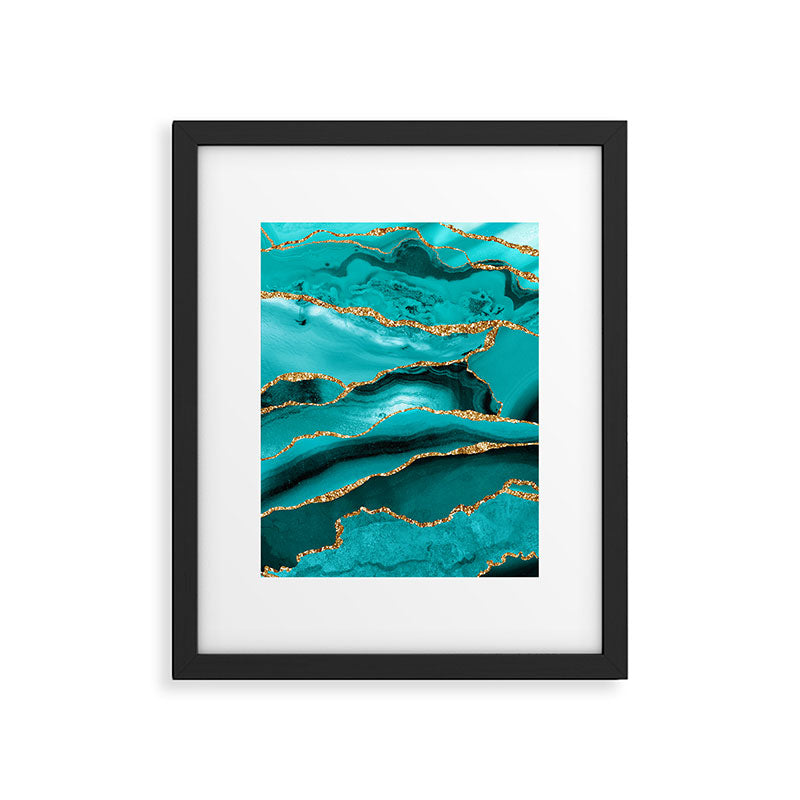 Aqua Turquoise Day Blue Galaxy Marble Framed Art Print Gallery Image 6