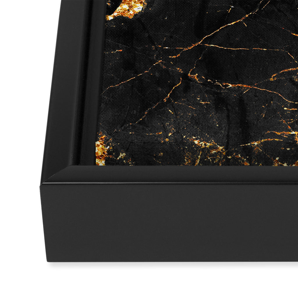 Black Malachite Marble With Gold Veins Framed Canvas Print Gallery Image 3