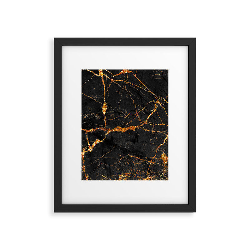 Black Malachite Marble With Gold Veins Framed Art Print Gallery Image 6