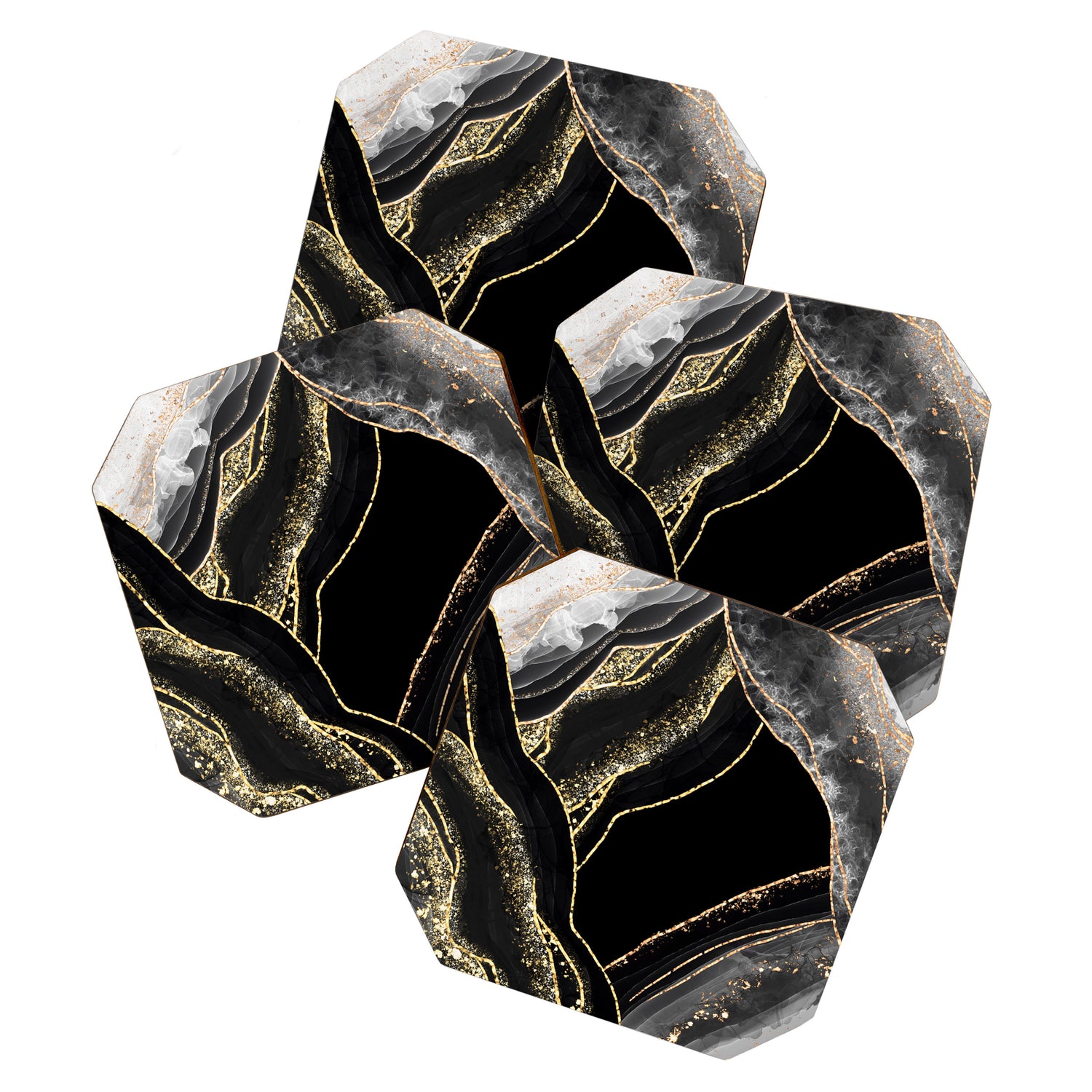 Black Night Glamour Marble Landscape Coaster Gallery Image 1