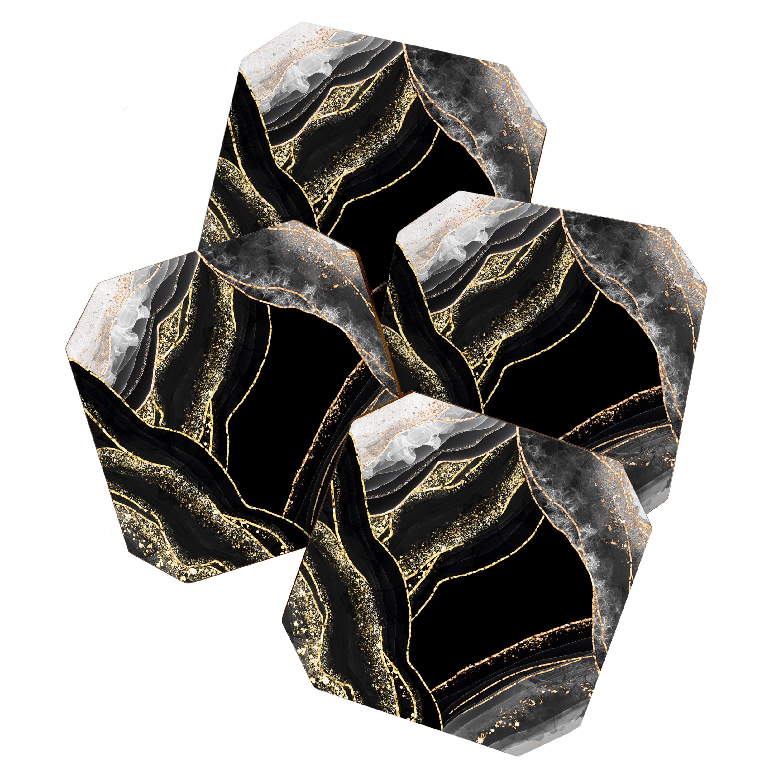 Black Night Glamour Marble Landscape Coaster Gallery Image 1