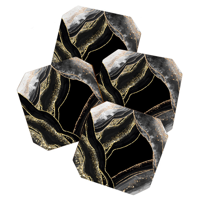 Black Night Glamour Marble Landscape Coaster Gallery Image 1