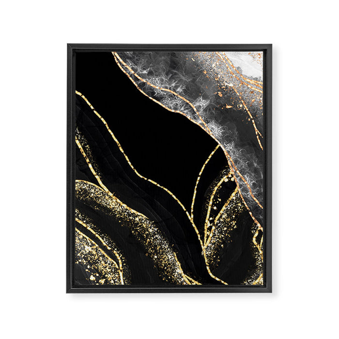 Black Night Glamour Marble Landscape Framed Canvas Print Gallery Image 1