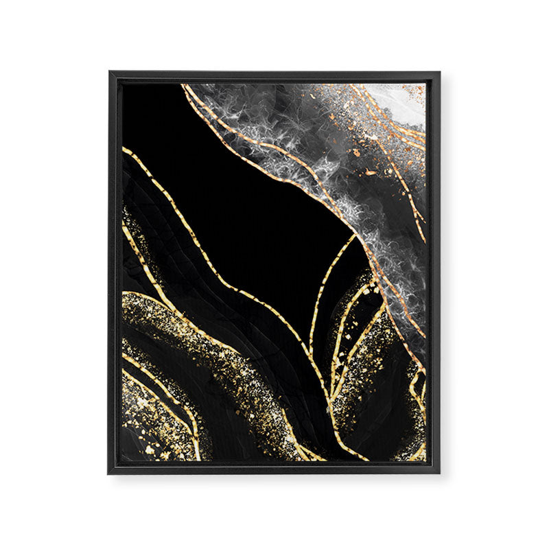 Black Night Glamour Marble Landscape Framed Canvas Print Gallery Image 8