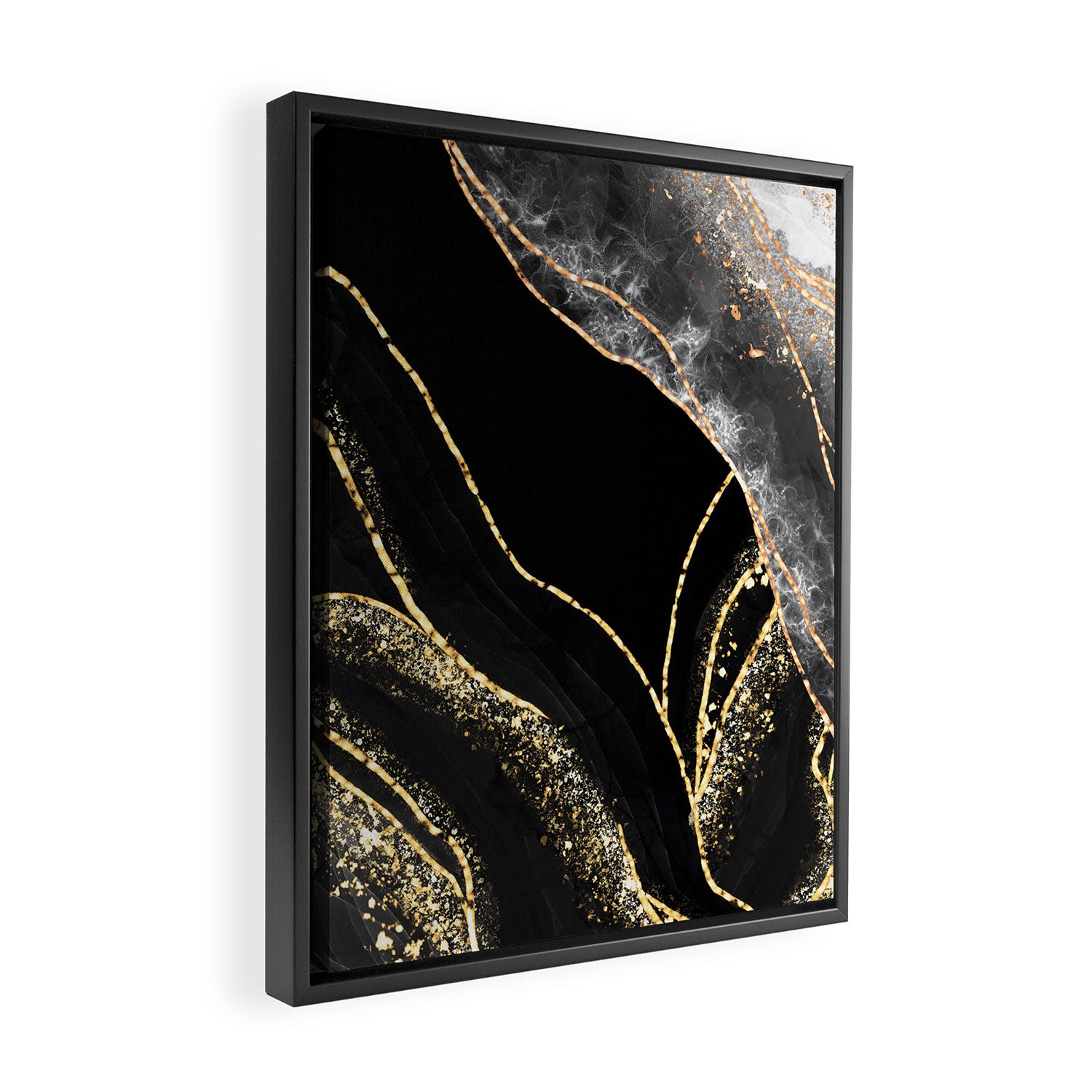 Black Night Glamour Marble Landscape Framed Canvas Print Gallery Image 2