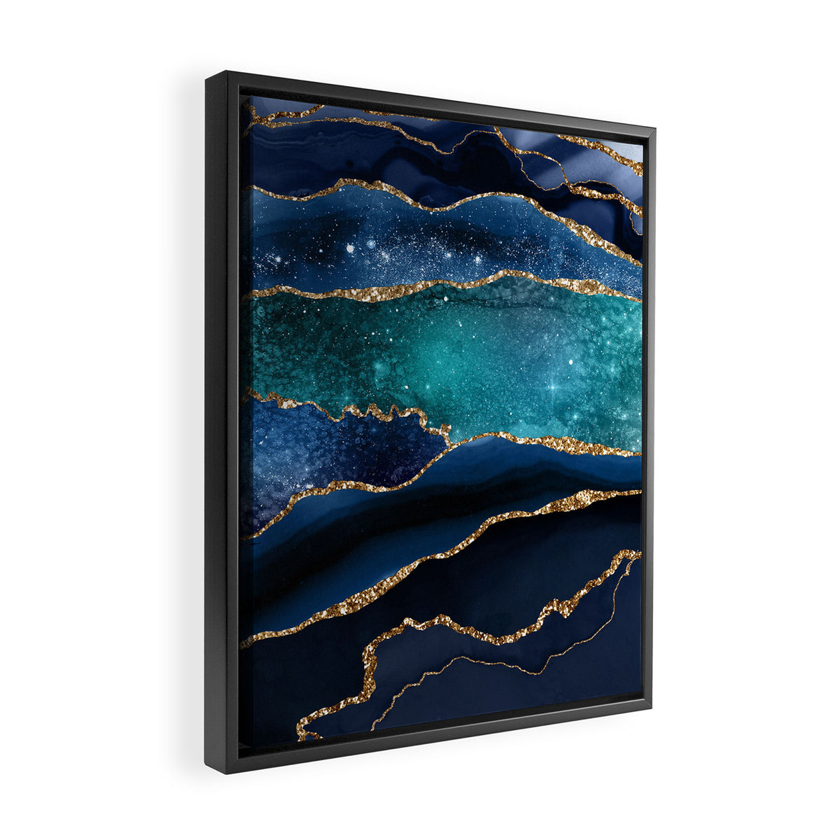 Blue Night Galaxy Marble Framed Canvas Print Gallery Image 2