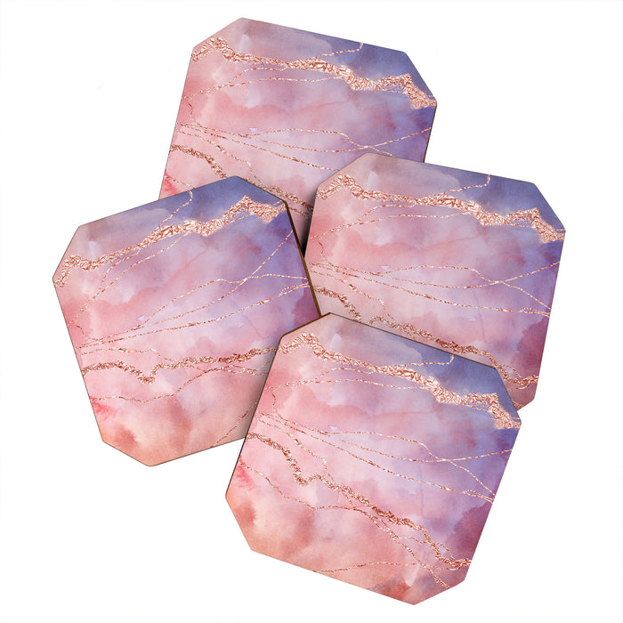 Blush and Purple Sky with Rose gold flashes Coaster Gallery Image 1