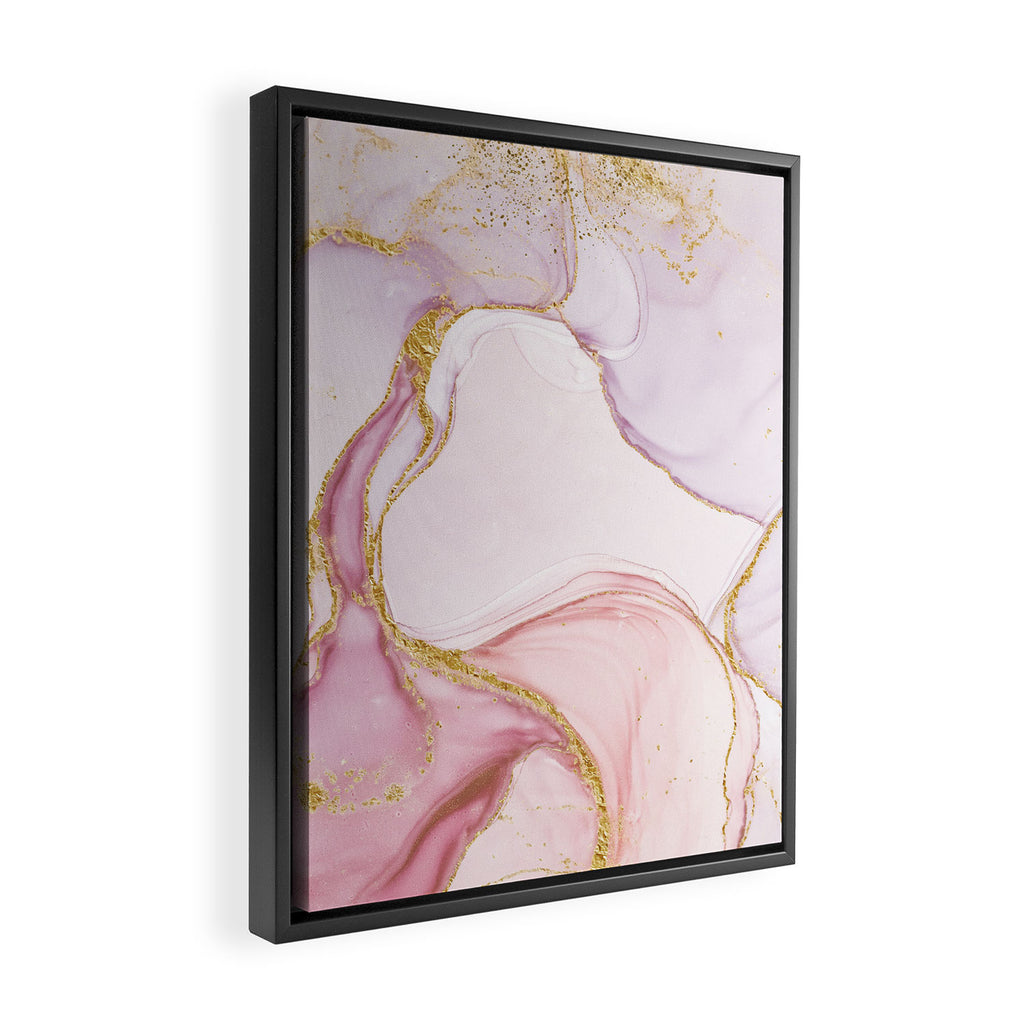 Blush Pink And Gold Alcohol Ink Marble Framed Canvas Print Gallery Image 2