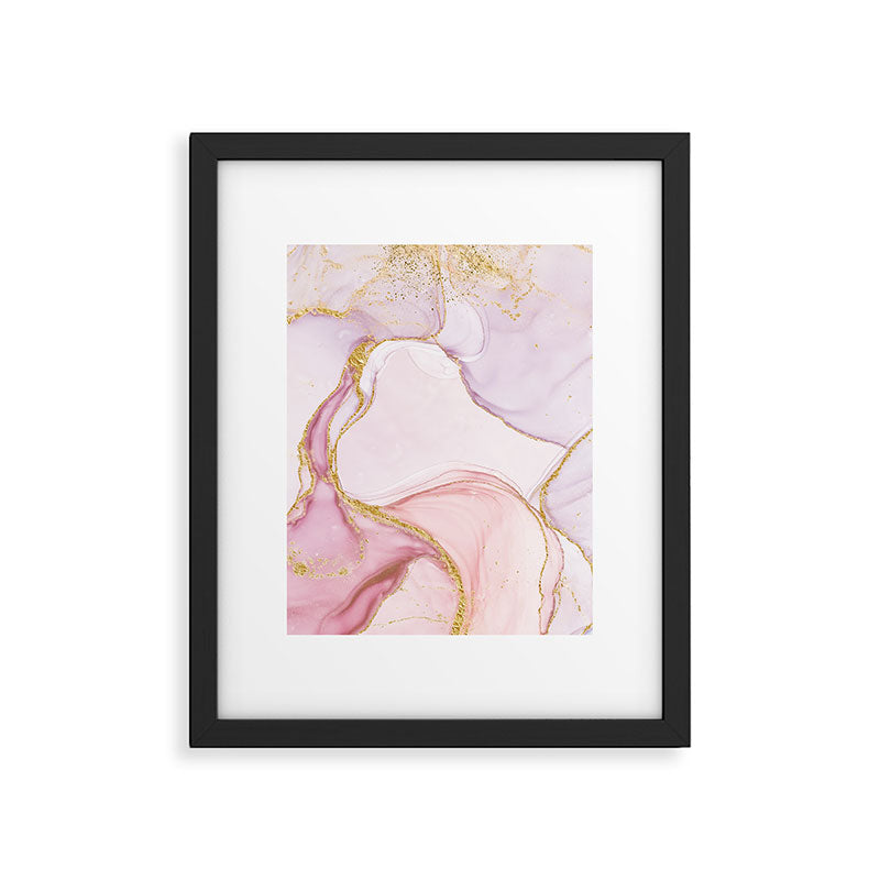 Blush Pink And Gold Alcohol Ink Marble Framed Art Print Gallery Image 4