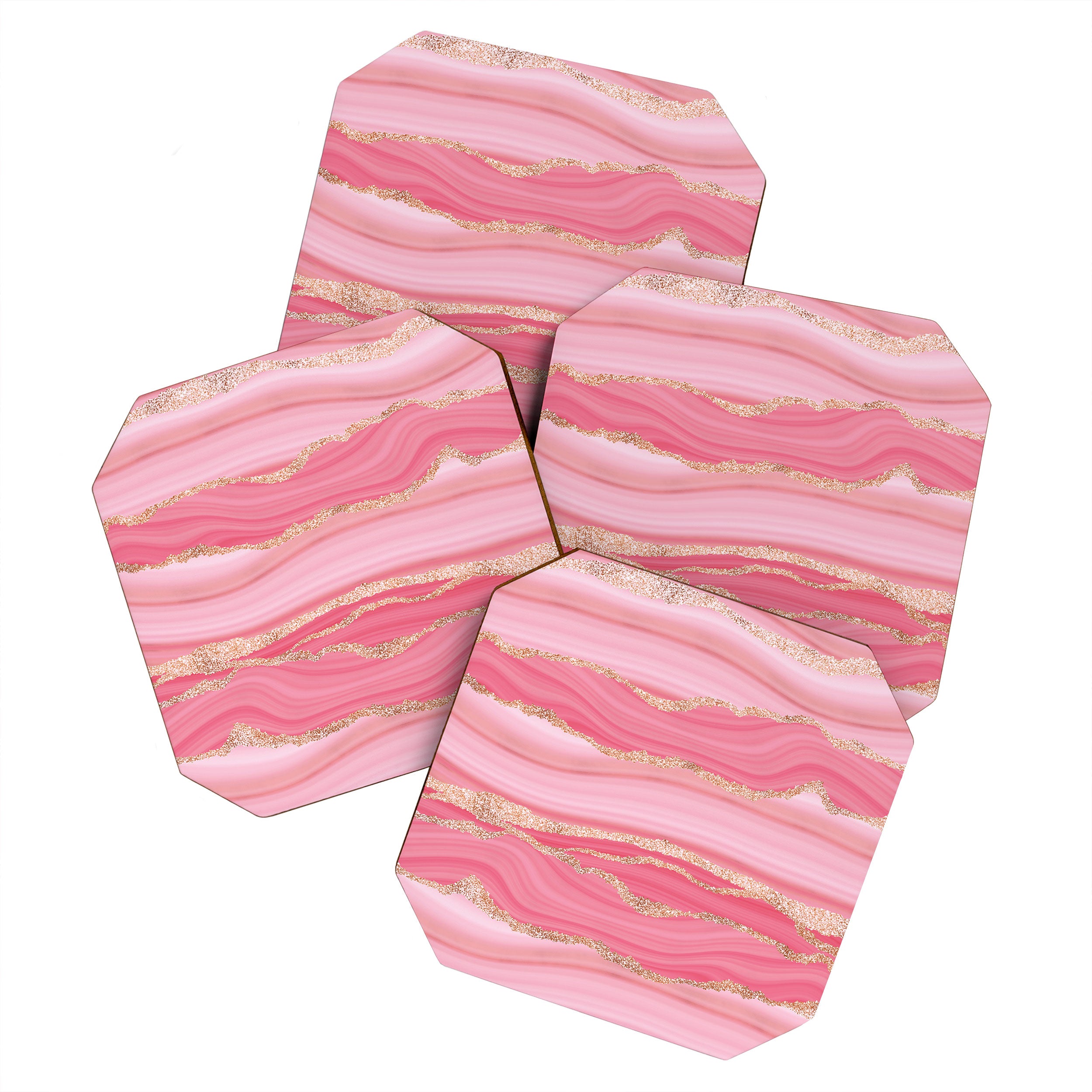 Blush Pink And Gold Marble Stripes Coaster Gallery Image 1