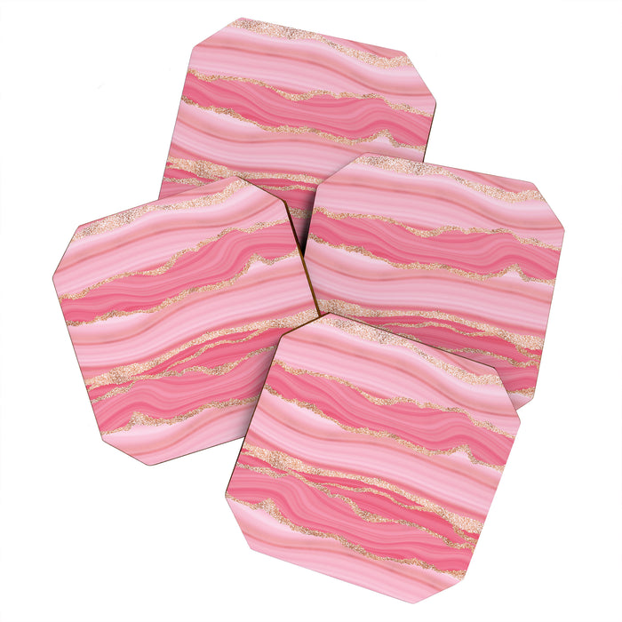 Blush Pink And Gold Marble Stripes Coaster Gallery Image 1