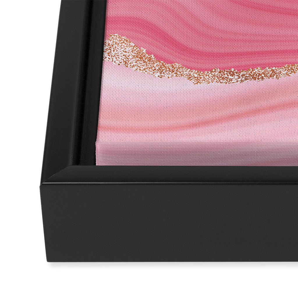 Blush Pink And Gold Marble Stripes Framed Canvas Print Gallery Image 3