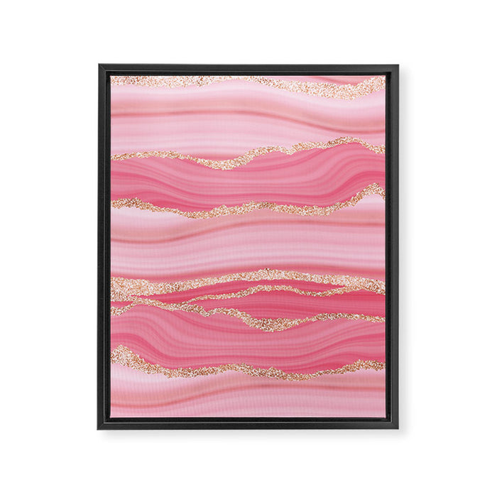 Blush Pink And Gold Marble Stripes Framed Canvas Print Gallery Image 1