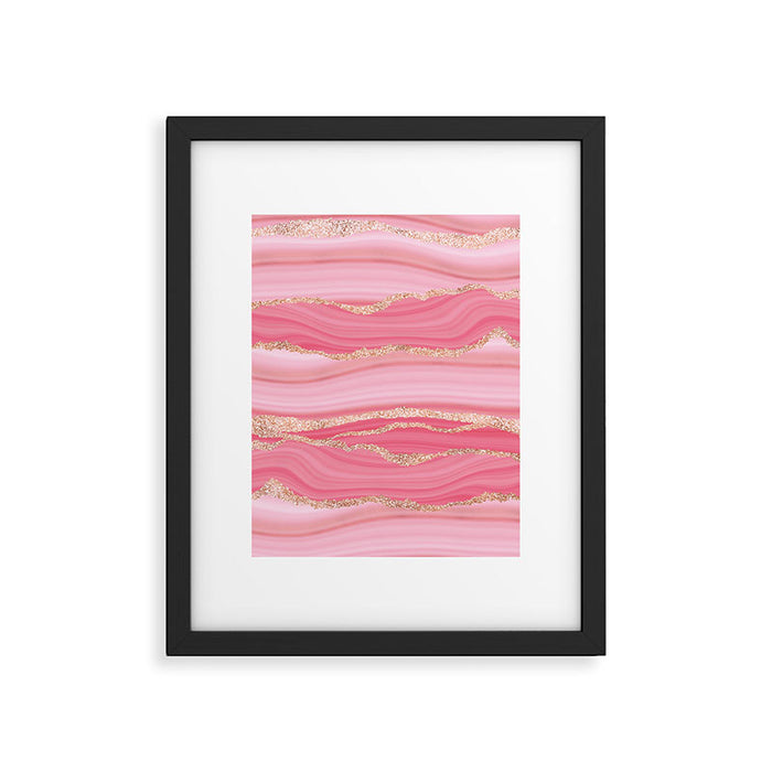 Blush Pink And Gold Marble Stripes Framed Art Print Gallery Image 1
