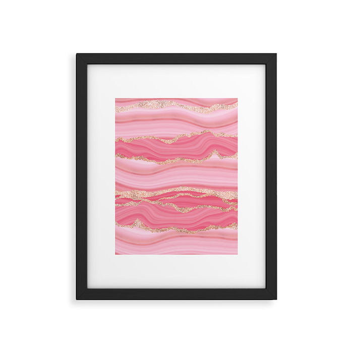 Blush Pink And Gold Marble Stripes Framed Art Print Gallery Image 1