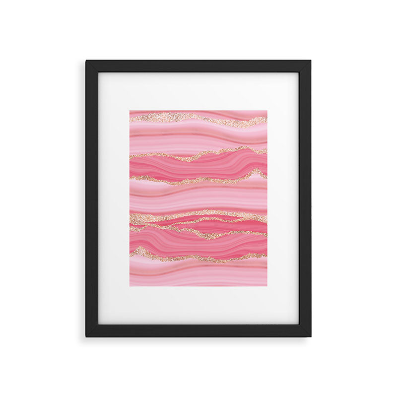 Blush Pink And Gold Marble Stripes Framed Art Print Gallery Image 6
