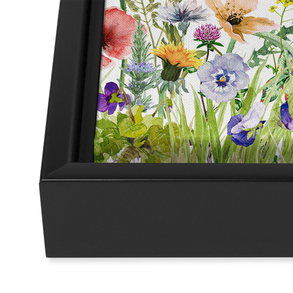 Colorful Midsummer Scandinavian Wildflowers Meadow  Framed Canvas Print Gallery Image 3