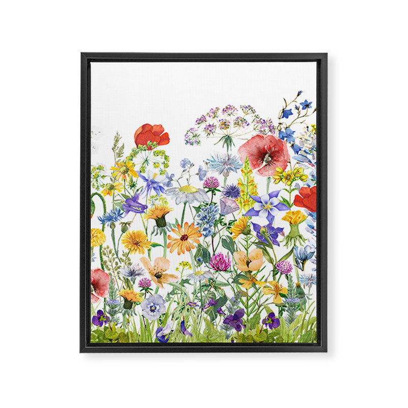 Colorful Midsummer Scandinavian Wildflowers Meadow  Framed Canvas Print Gallery Image 8