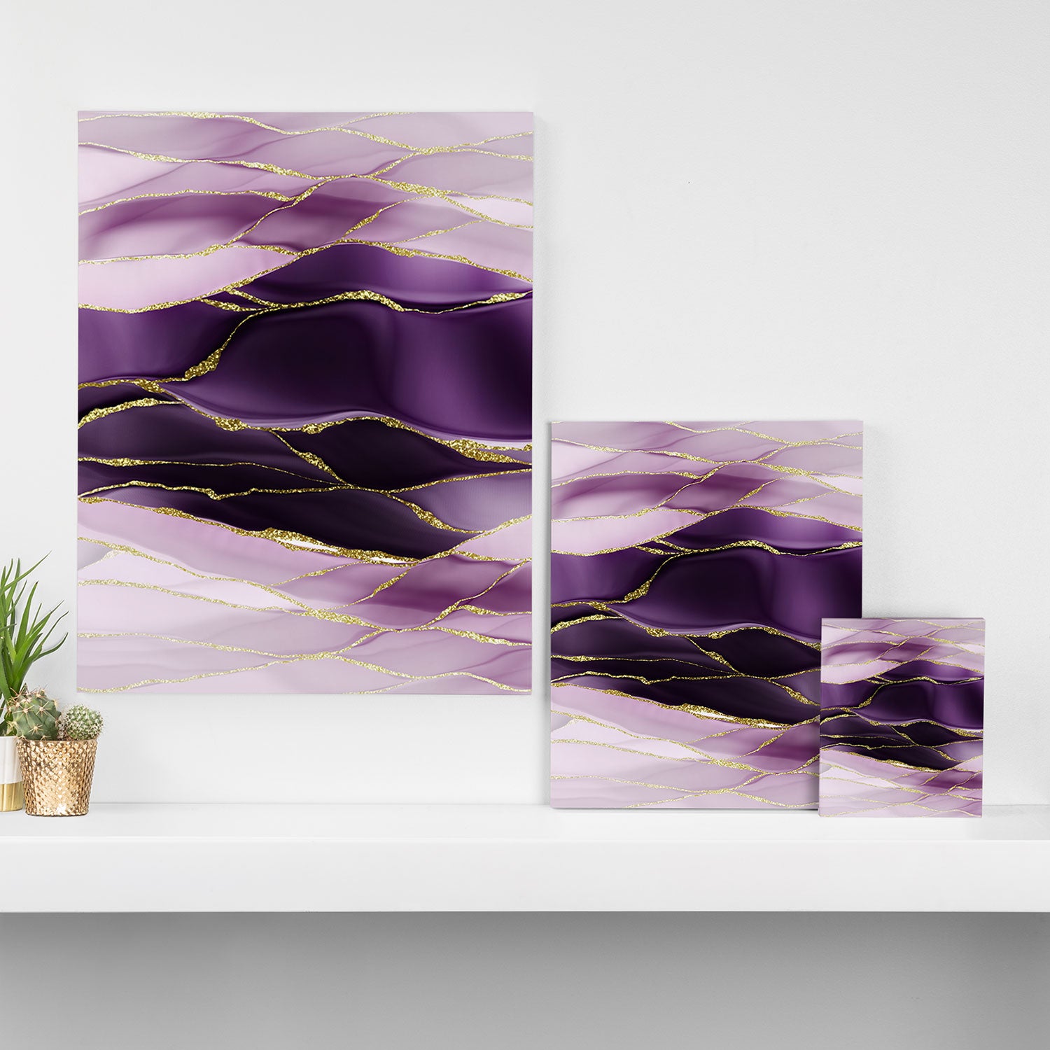 Day And Night Purple Marble Landscape Canvas Print Gallery Image 3