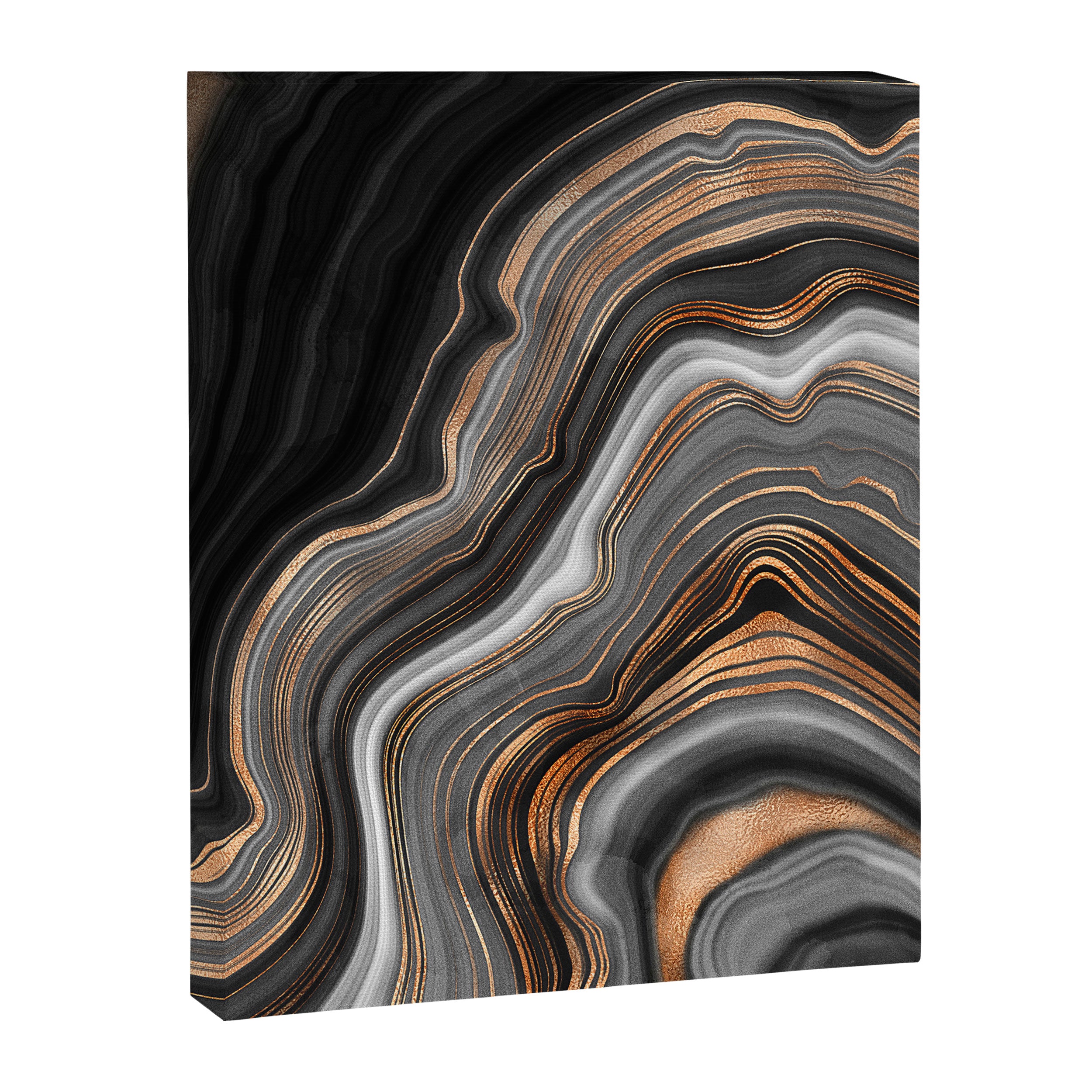 Elegant black marble with gold and copper veins Canvas Print Gallery Image 8