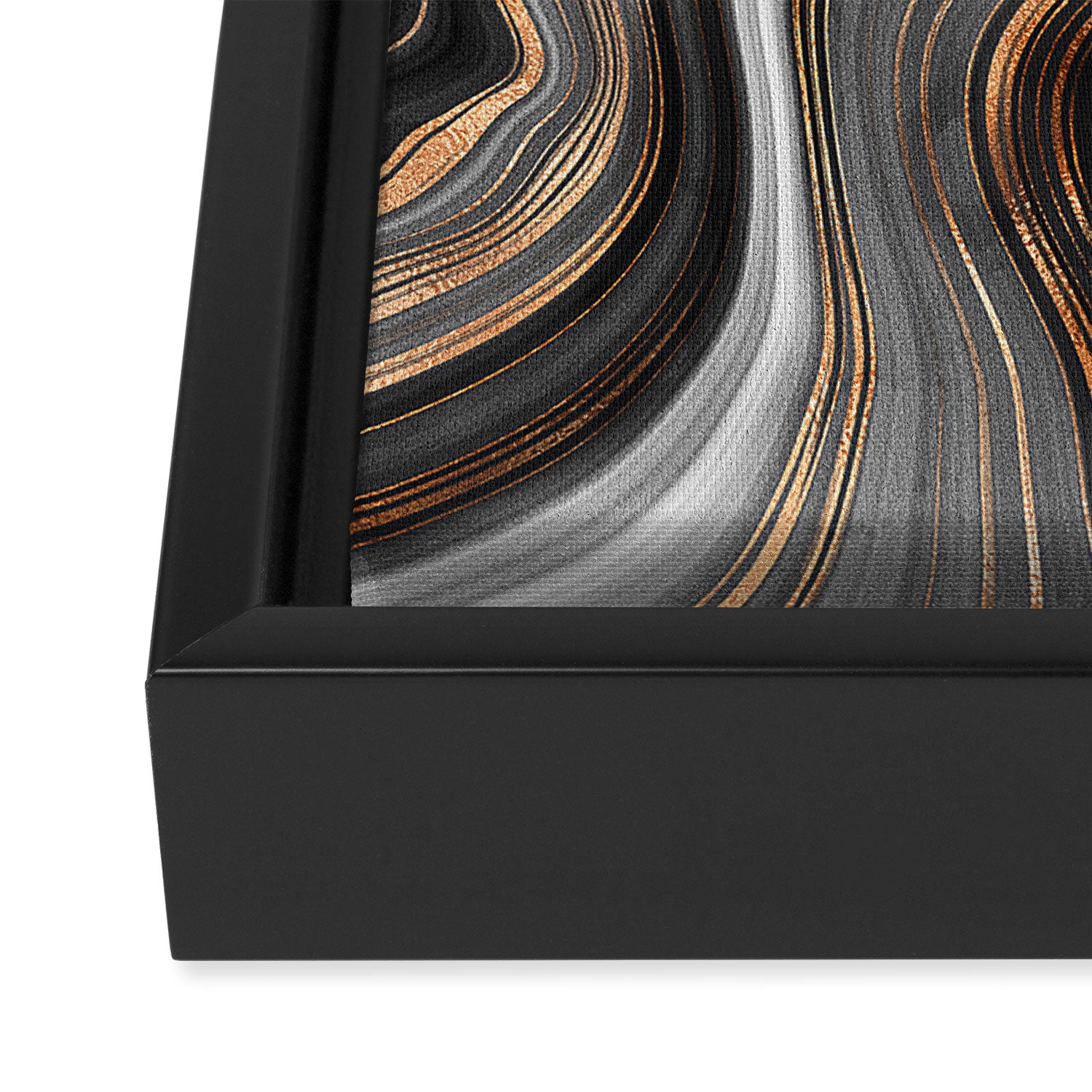 Elegant black marble with gold and copper veins Framed Canvas Print Gallery Image 3