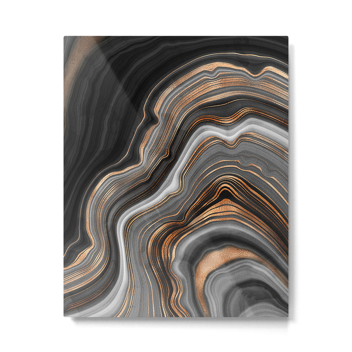 Elegant black marble with gold and copper veins Metal Print Gallery Image 1