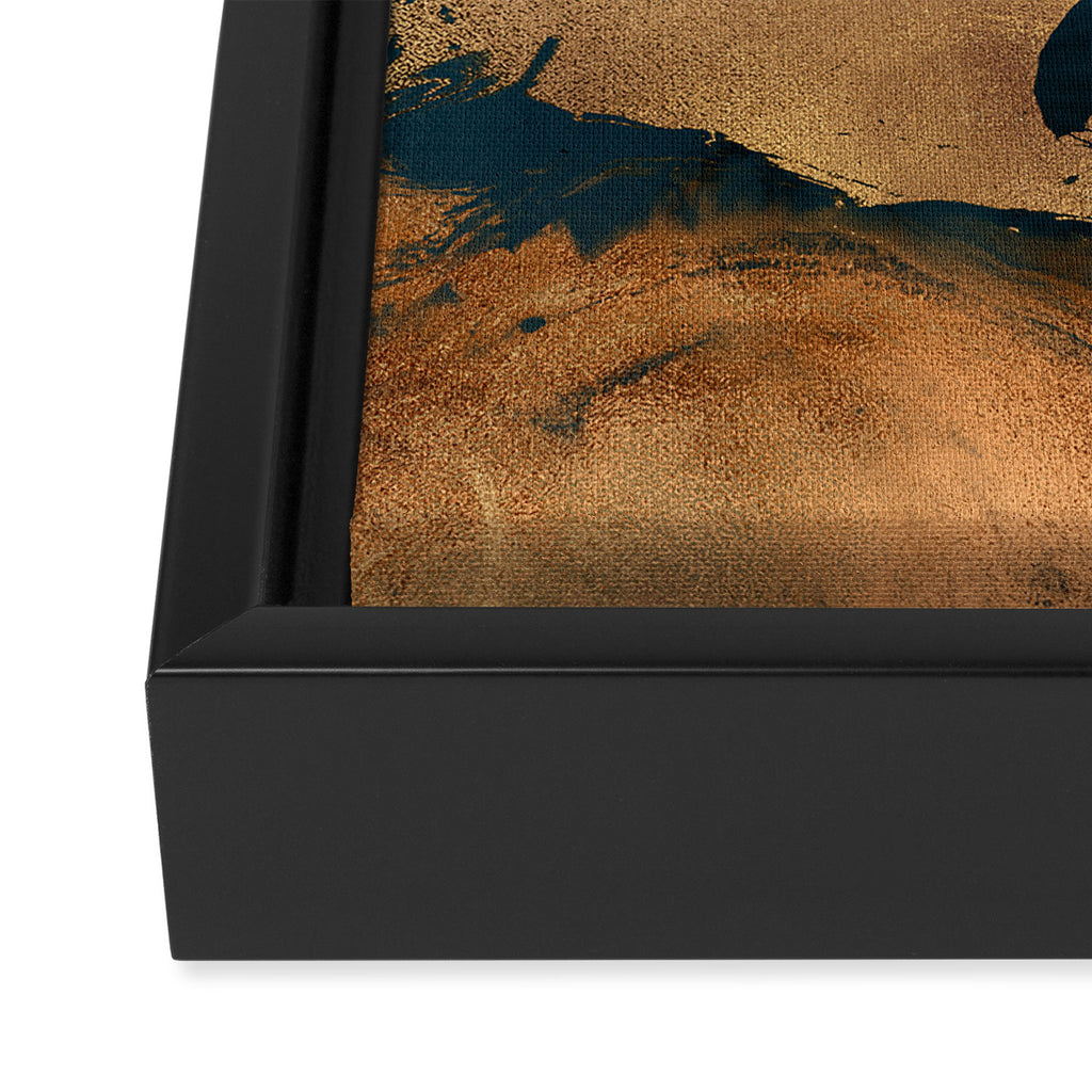 Emerald Indigo And Copper Glamour Marble Framed Canvas Print Gallery Image 3