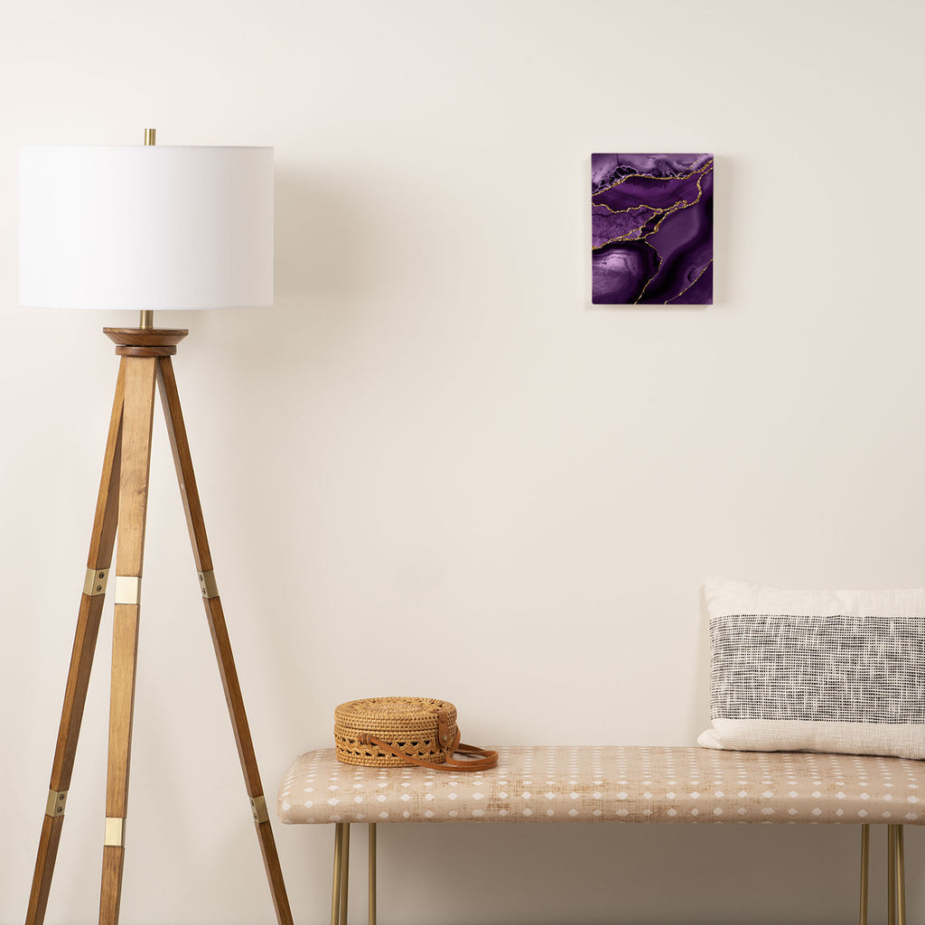 Glamour Purple Bohemian Watercolor Marble With Glitter Veins Canvas Print Gallery Image 2