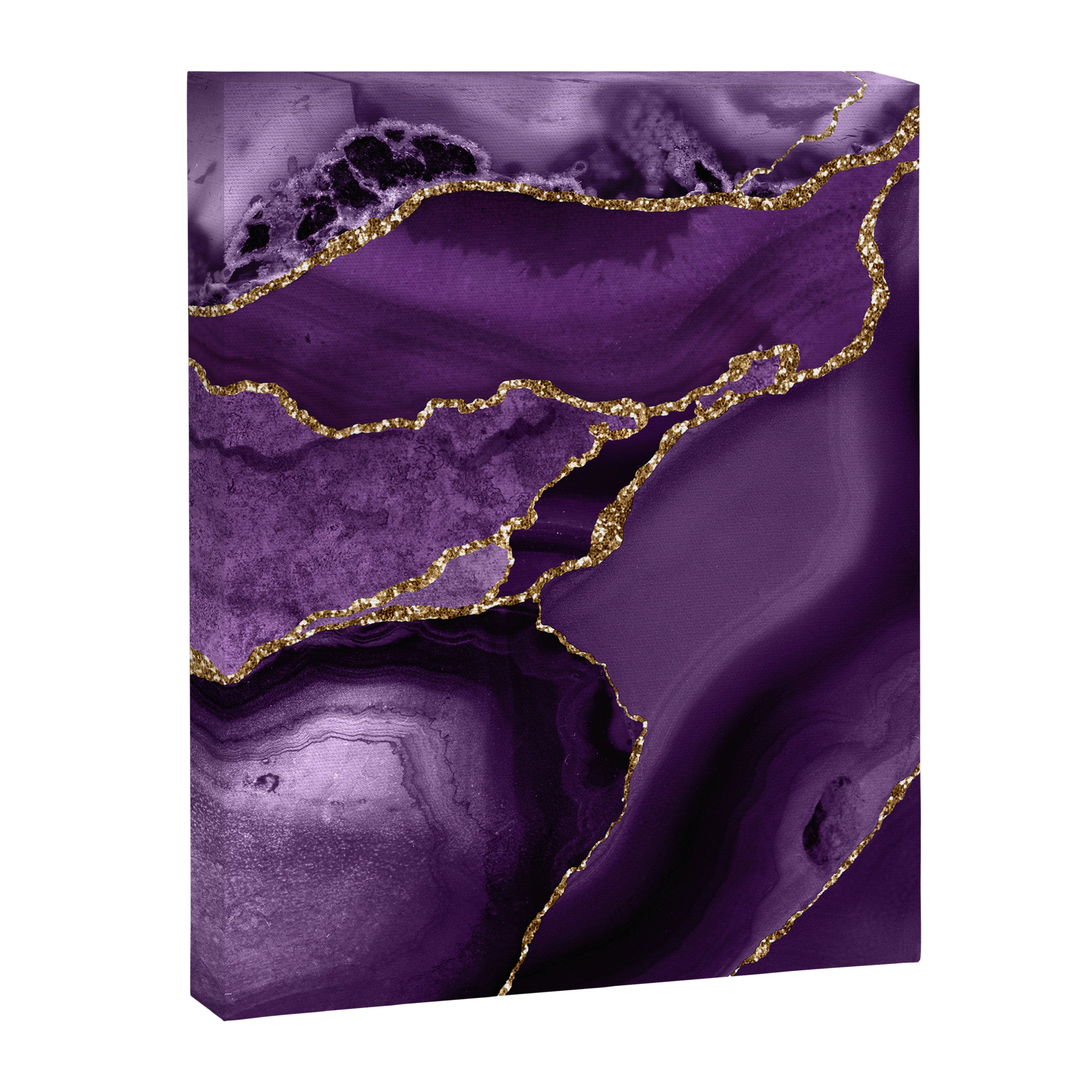 Glamour Purple Bohemian Watercolor Marble With Glitter Veins Canvas Print Gallery Image 8