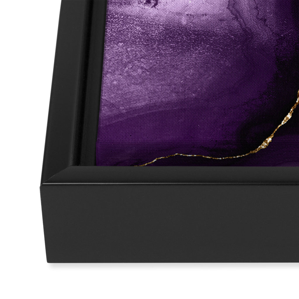 Glamour Purple Bohemian Watercolor Marble With Glitter Veins Framed Canvas Print Gallery Image 3