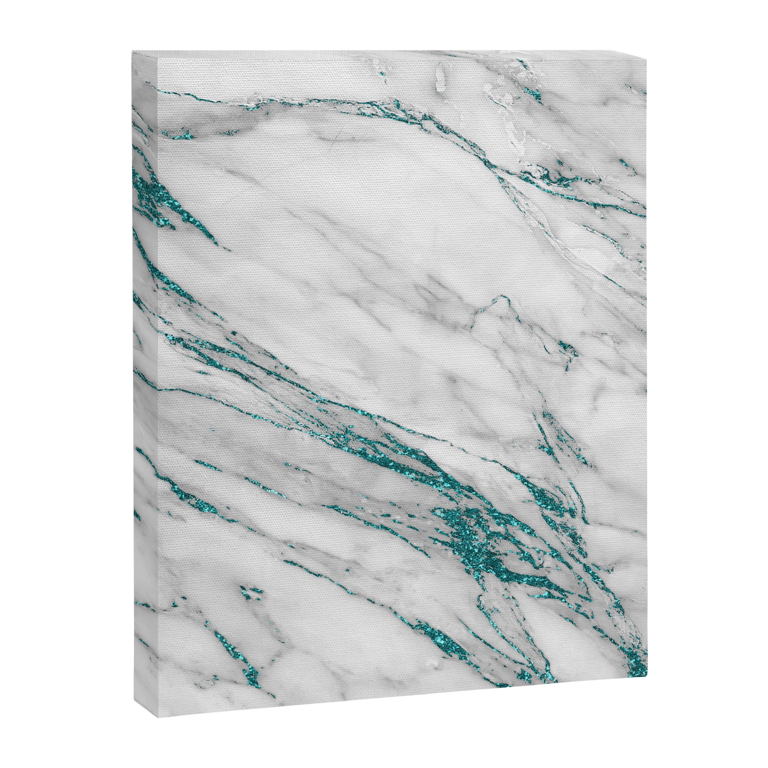 Gray Marble Aqua Teal Metallic Glitter Foil Style Canvas Print Gallery Image 8