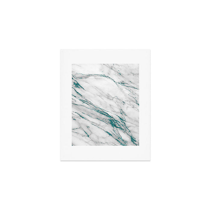 Gray Marble Aqua Teal Metallic Glitter Foil Style Art Print Gallery Image 1