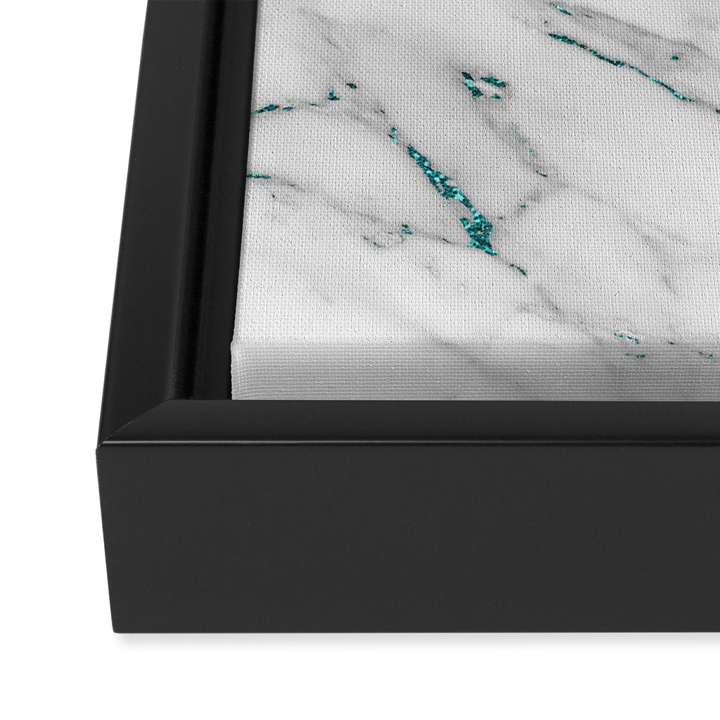 Gray Marble Aqua Teal Metallic Glitter Foil Style Framed Canvas Print Gallery Image 3